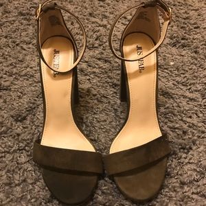 Army green ankle strap heels